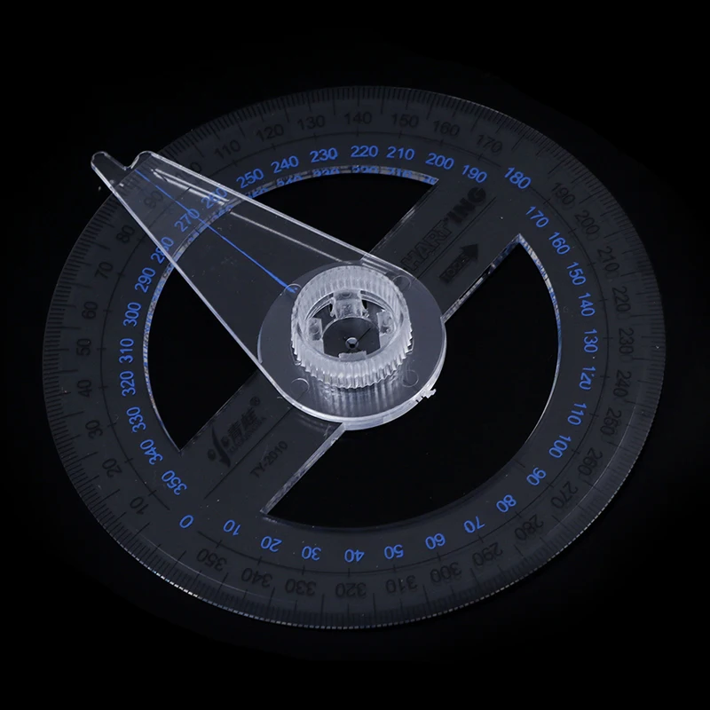 Round Ruler Patchwork Ruler 360 Degree Pointer Protractor Angle Finder Swing Arm Plastic 1PCS