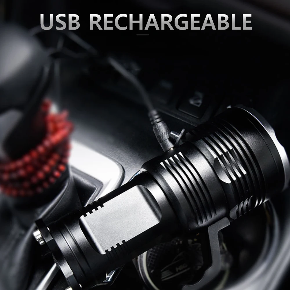  Powerful XHP50 LED Tactical Flashlight lanterna Torch 4 x 18650 Rechargeable Direct charging Torch  - 32909875566