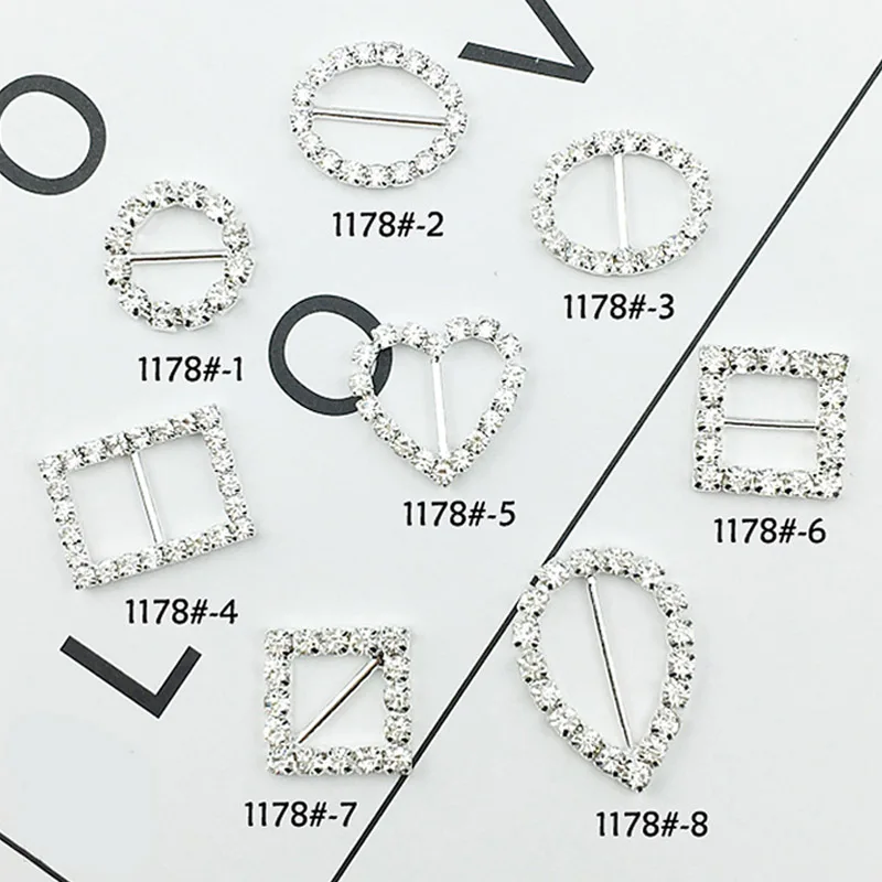 

Cup Chain Crystal Rhinestone Buckle Card Decor 10 Pcs Handmade Bow Invitation Ribbon Slider Round Rectangle Square