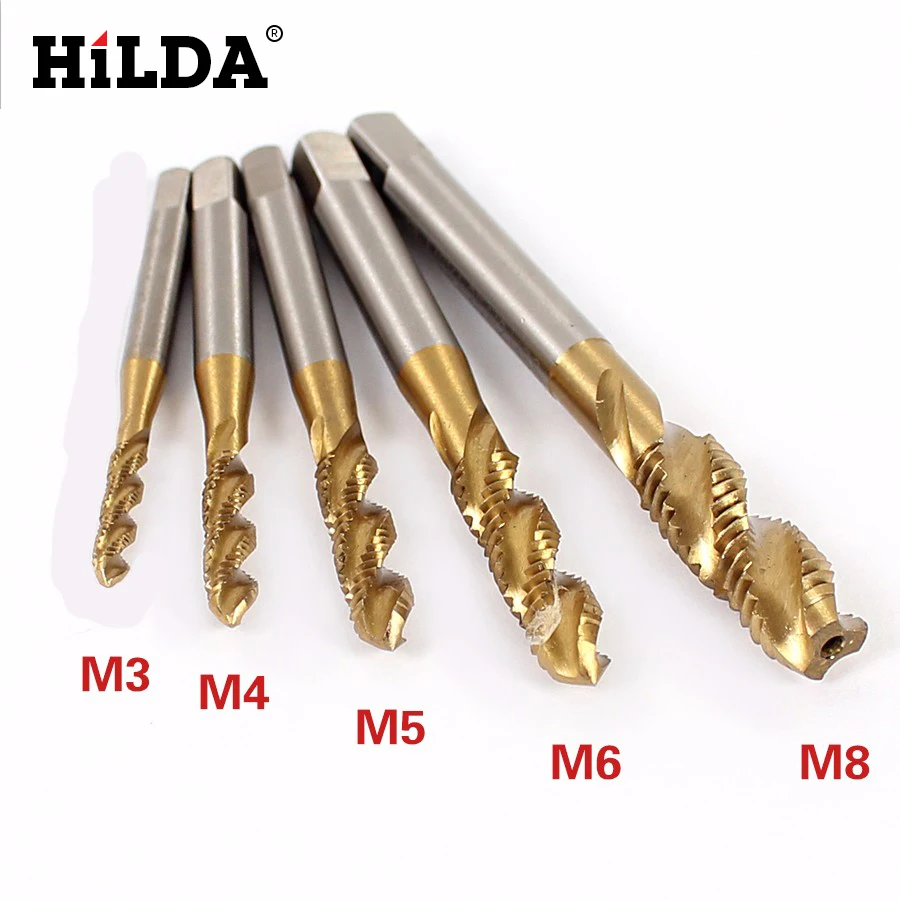 HILDA 5 pcs Drill Bits Spiral Pointed Taps Tapping Thread Forming Tap