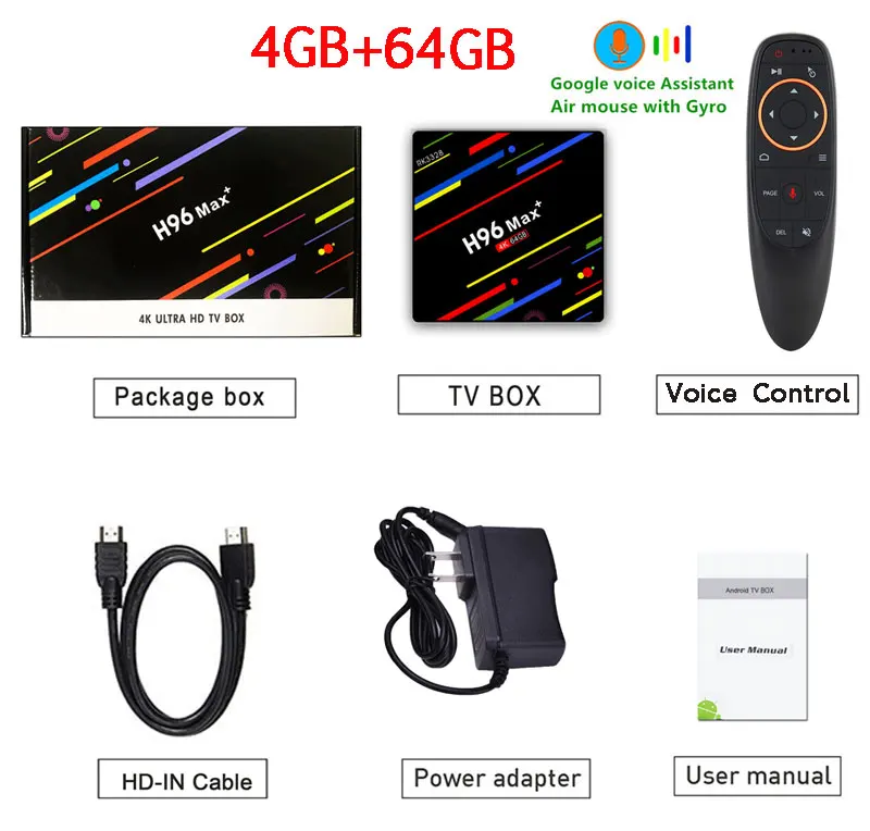 ТВ-бокс H96 MAX Plus Android 9,0 Smart set top Box RK3328 4 ГБ 32 ГБ 64 Гб 5 г Wifi 4 K H.265 медиаплеер H96 Pro H2 PK X96 MAX - Цвет: 4G 64G Voice Control