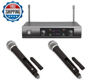 

studio microphone PROFESSIONAL 2 MICROPHONES UHF DAUL CHANNEL MIC MICROPHONE SYSTEM
