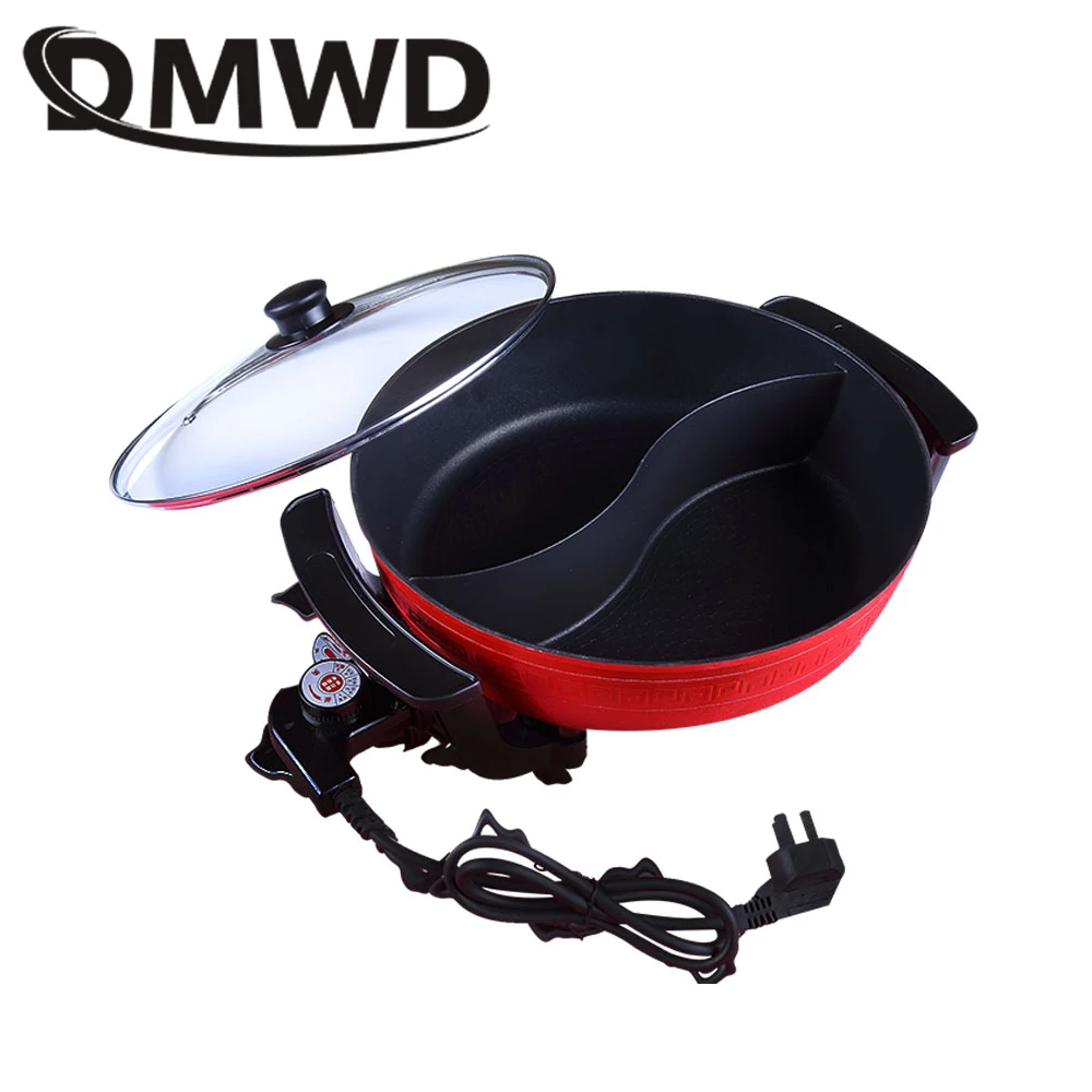 

DMWD Twin Divided Chinese Hot Pot 6L Korean Multi-function Cookware Electric Cooker Hotpot Frying Pan Heating Multicookers EU US