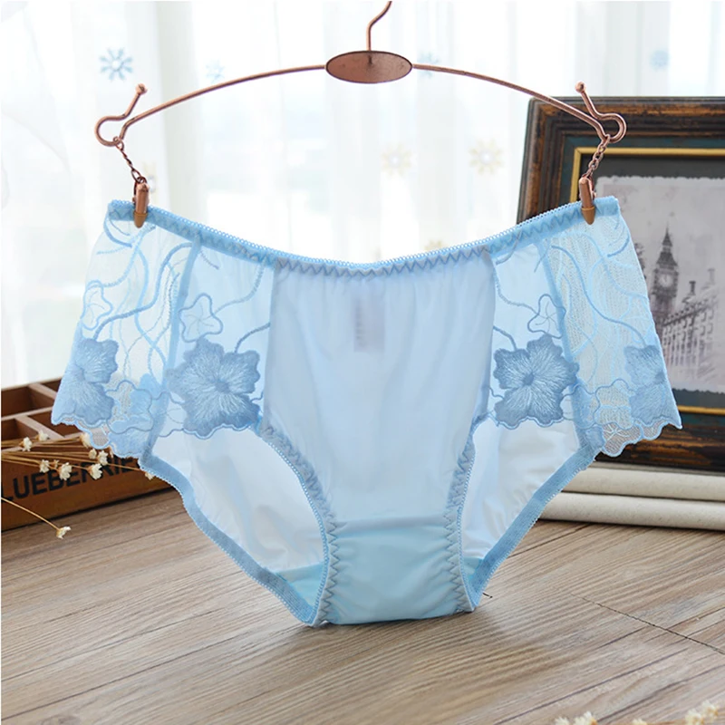 

Sexy Female Ladies Lingerie Briefs Charming Fashion Flower Bow Pattern Attractive Embroidery Underwear Solid Color Cotton Panty