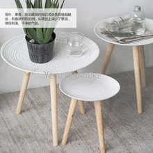 Минималистический современный дизайн, небольшой столик из полирезины и твердой древесины, угловой столик, журнальный столик, креативный модный деревянный чайный столик