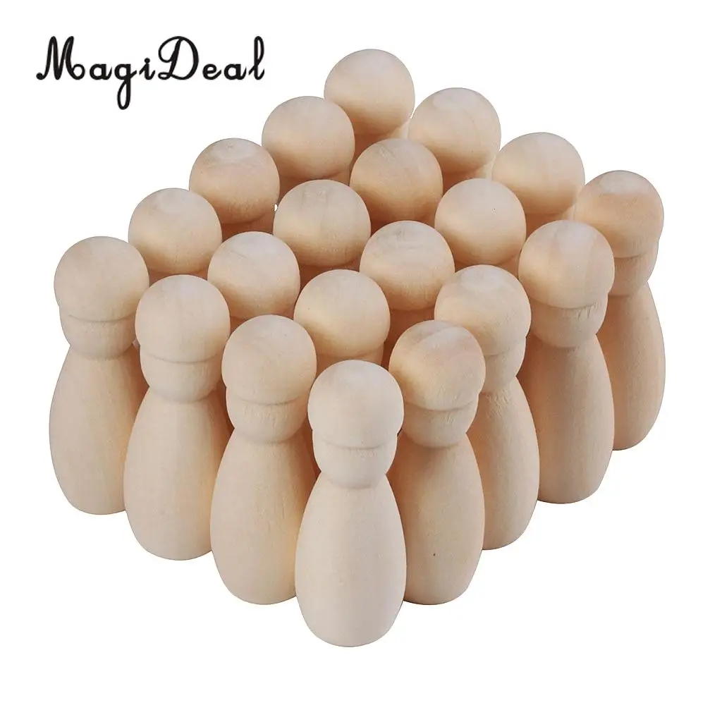 20pcs natural wood peg doll little people baby bee child wooden peg dolls set diy wedding cake toppers kids craft toys 15x42mm