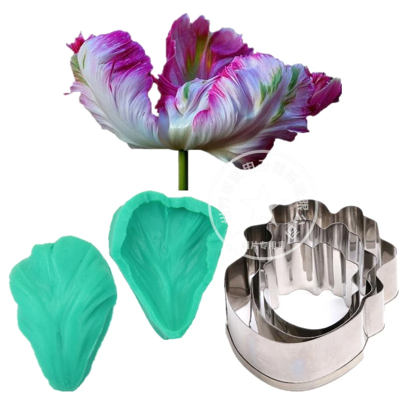 Parrot Tulip Cutter and Parrot Tulip Veiner for Cake Decoration and Sugarcraft