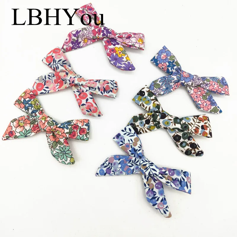 

6pcs/lot Sweet Girls Summer Cotton Prints Bows Hairpins 8.5*5.5cm Kids School Gilrs Butterfly Bowknot Hair Clips Hair Accessory