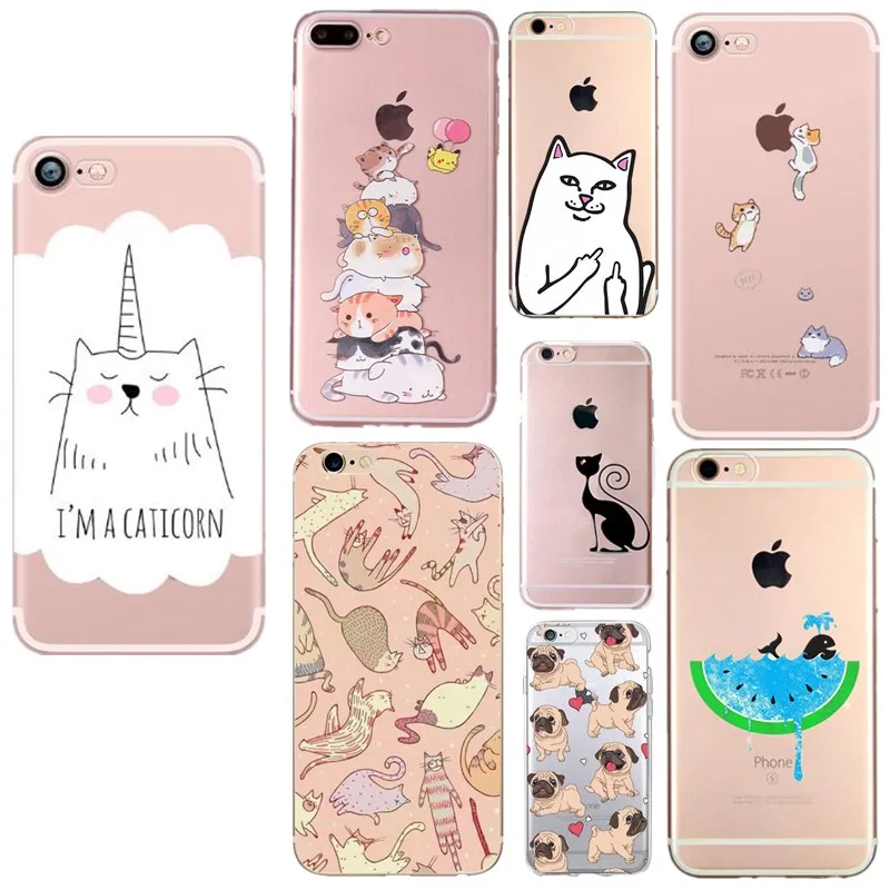 Роскошный мягкий для iphone Capa 6S 6 Силиконовый Мультфильм Белый Кот Единорог X 7 плюс 8