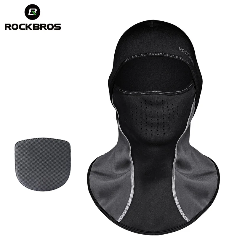 ROCKBROS الحرارية التزلج قبعات مريلة يندبروف وشاح للرقبة الاحماء الوجه قناع على الجليد الثلوج Wintrt دراجة نارية لل Cycing درع الرجال كاب