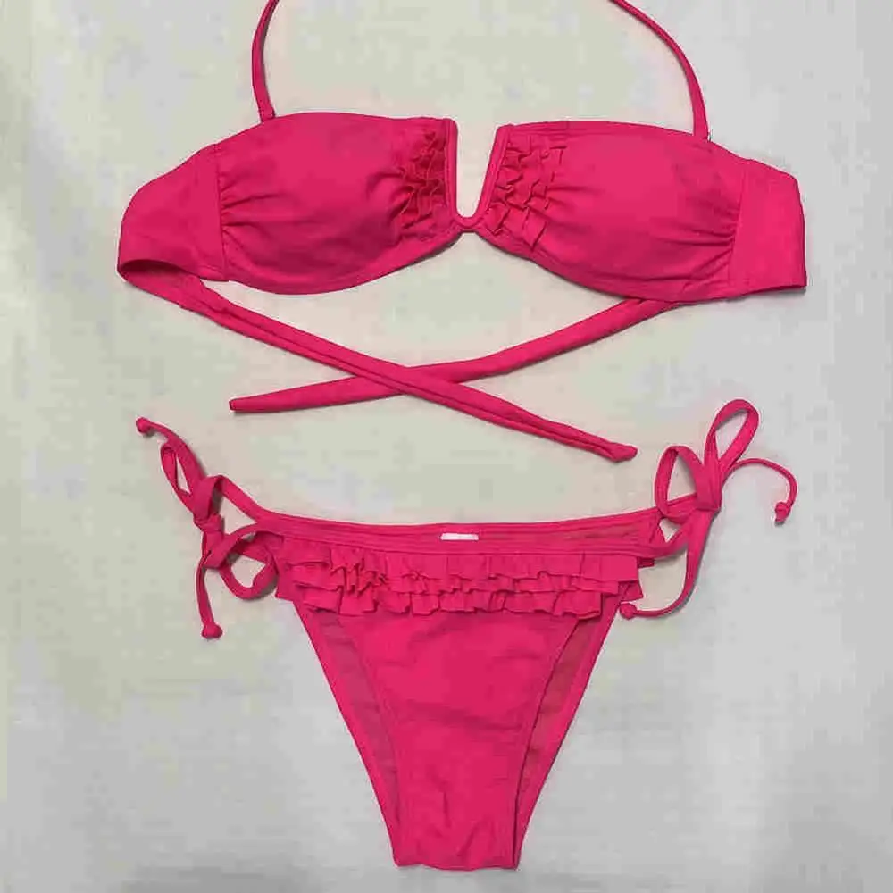 AUYLVY2018 сексуальные кружевные бикини женский купальный костюм бразильский комплект бикини пляжный купальный костюм пуш-ап из двух частей купальники для плавания weaer - Цвет: Red