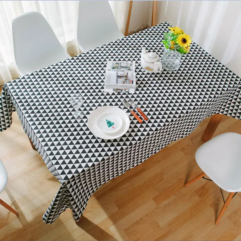 Triangle Pattern Decorative Table Cloth Cotton Linen Tablecloth Dining