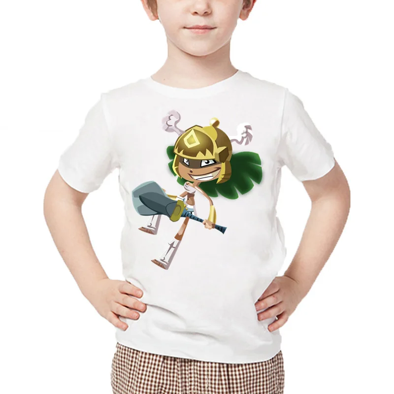 Футболка с принтом из мультфильма «Rayman Legends adventures» для мальчиков летние белые топы для маленьких девочек, детская повседневная забавная футболка HKP5204