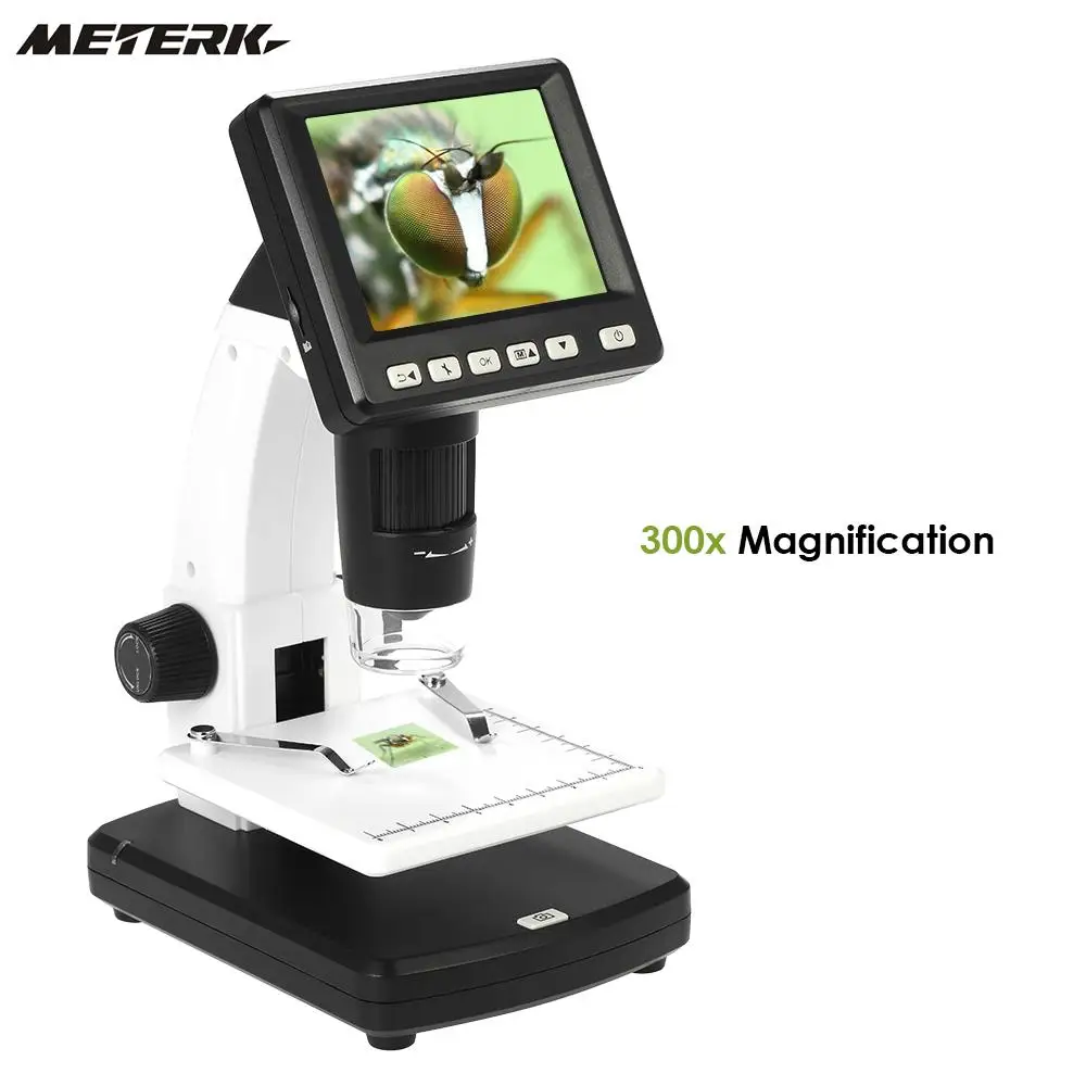 

Stand Alone Desktop 3.5" LCD Digital Microscope 10-300X up to 1200x Magnification 5M Resolution & Measurement Storage Card