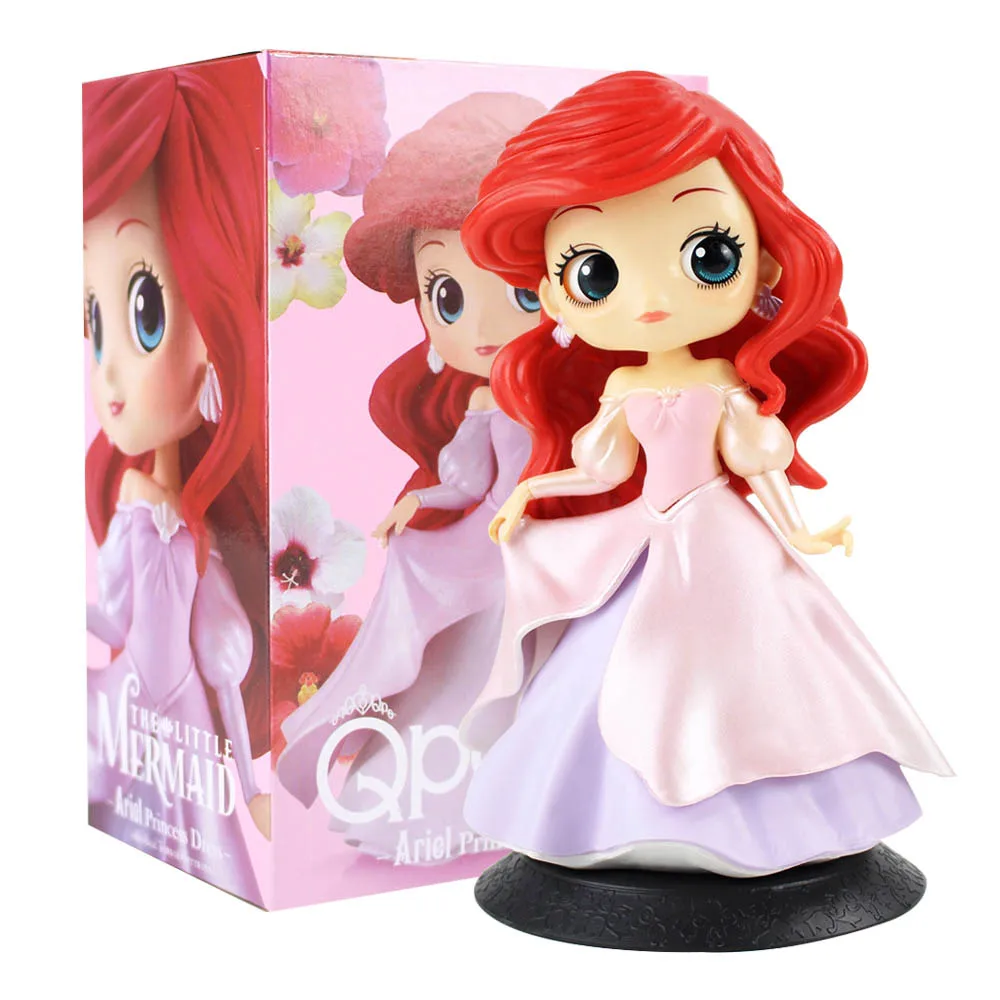 Q Posket Princess Figures Mermaid Ariel Rapunzel Belle QPosket Characters Collectible Modle Dolls Kids Girls Toys Gifts - Цвет: Ariel A with box