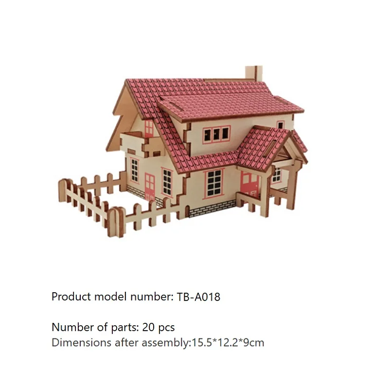 

3D Puzzles Wooden HOUSE A018 CUTE Kids Educational Learning Toys Art Crafts DIY Color Jigsaw Brain Teaser Boys Girls Games Gift