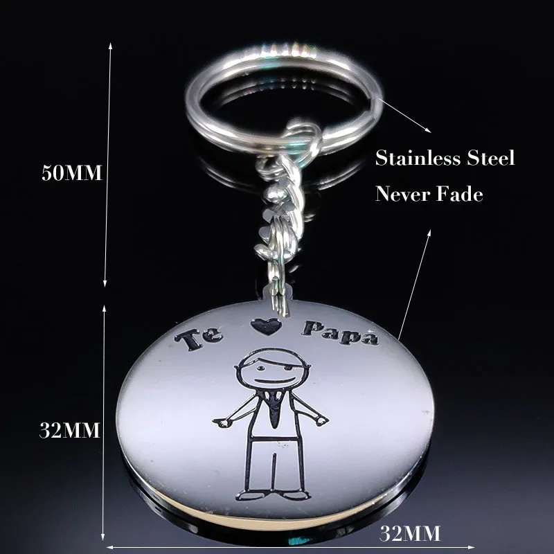 2018 de moda papá de acero inoxidable llaveros para las mujeres de Color plata familia colgante clave joyería llaveros para hombre K77401B