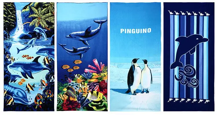 

2016 new hot 3d 70*140cm dolphin Large microfiber beach towel reactive printing summer bath towel gift
