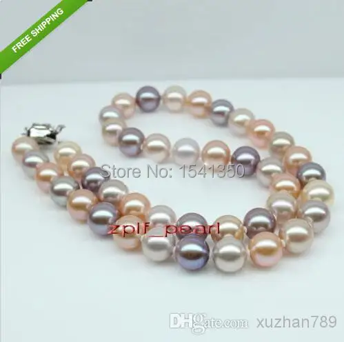 Wholesale - 18&quot10-11mm REAL south sea WHITE pink PURPLE Multicolor pearl necklace 14K | Украшения и аксессуары