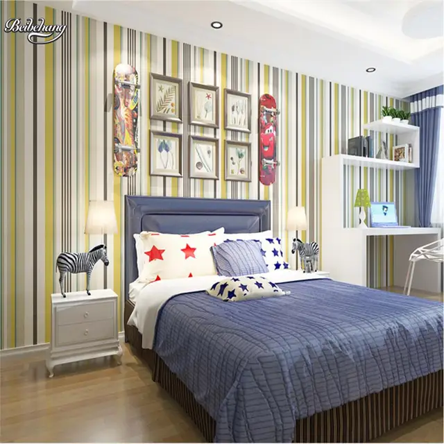 Us 290 50 Di Scontobeibehang Moderna Carta Da Parati Di Colore Giallo In Bianco E Nero Camera Da Letto Sfondo Carta Da Parati Soggiorno Strisce In