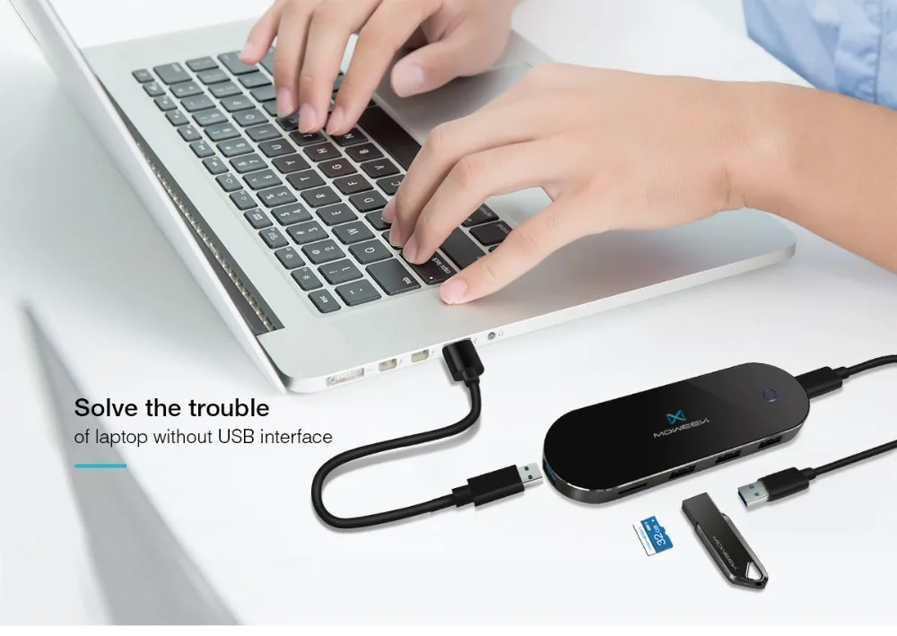 Moweek usb-концентратор Тип C до USB 3,0 usb-хаб 7 в 1 SD/TF Card Reader для MacBook samsung S9 huawei P20/P20 pro Тип C концентратор USB