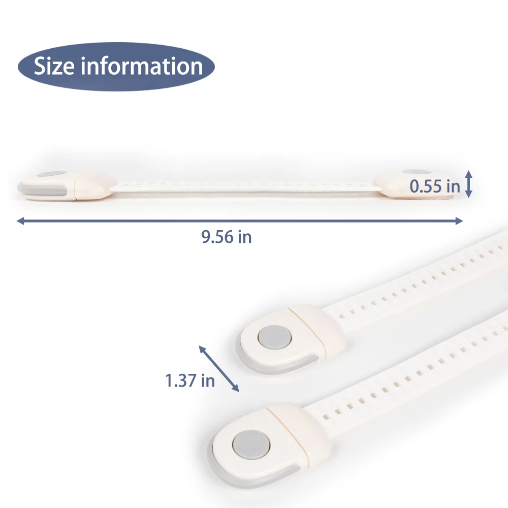 CHILD CABINET LOCKS | Baby & Child Proof Drawers,Bumpers and More | Multi-Purpose Use | No Tools or Drilling Required| White