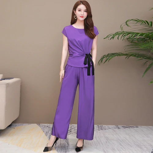 Fashionable Plus Size Two Piece Outfits Leisure Women 2 Set Top And Pants Casual Women's Summer Suit |