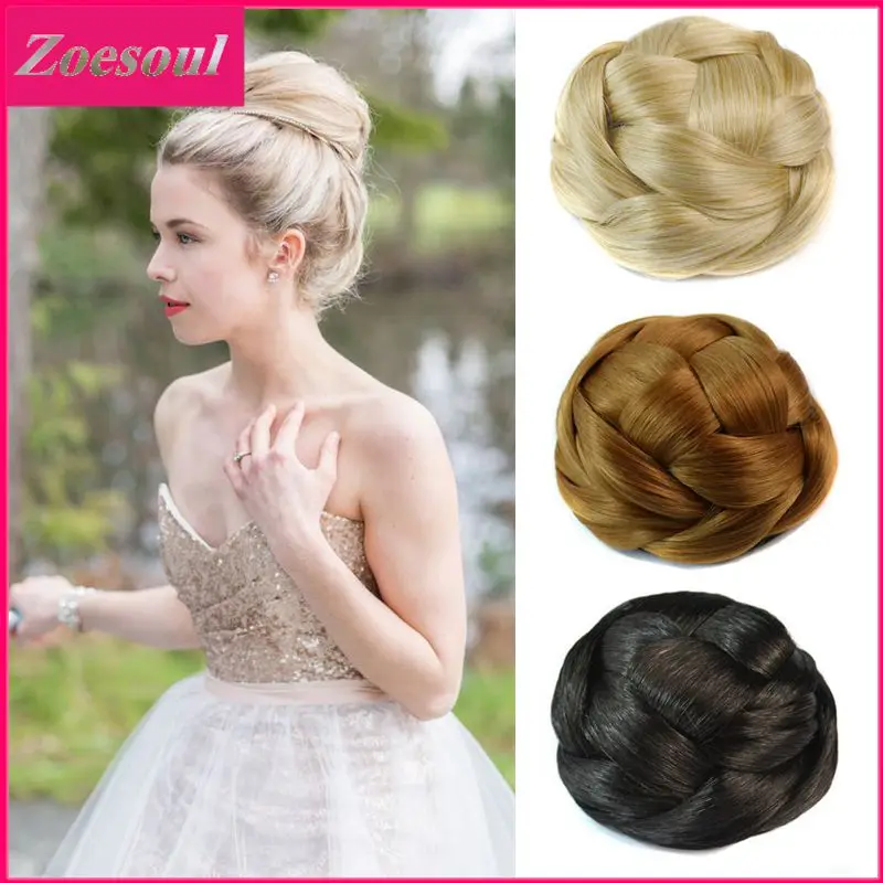 Women Fashion Fake Buns Chignon One Clip On Hair Braid Chignon