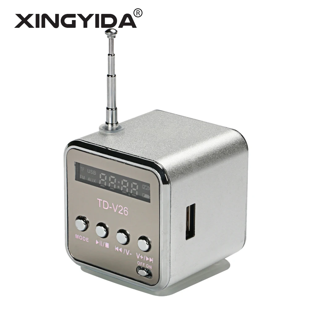 Xingyida TD-V26 мини Портативный Динамик цифровой ЖК-дисплей звуковой ящик TF fm-радио