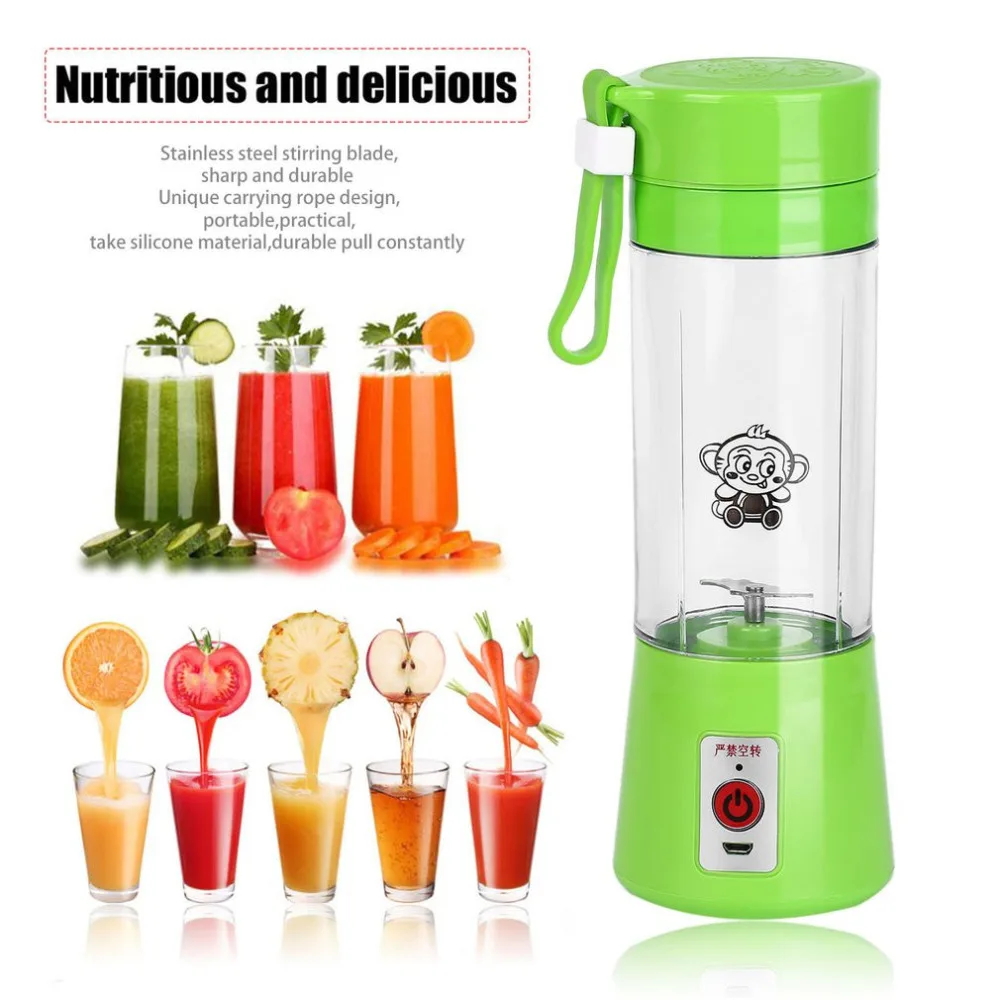 4 Colors Rechargeable Mini Juice Water Bottle 380ml USB Electric Fruit