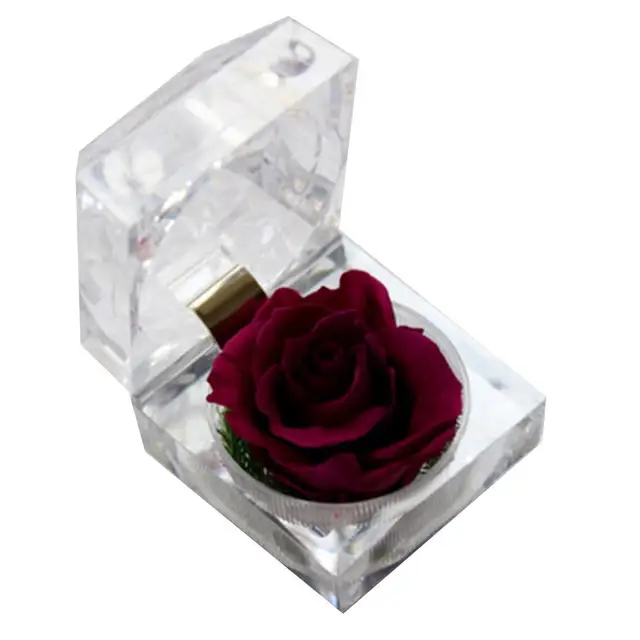 Eternal Rose Ring Box Artificial Flowers Red Ecuador Rose eternal life