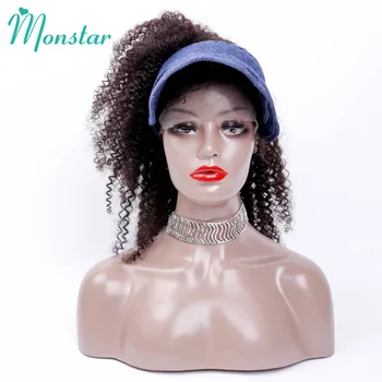 

Monstar Lace Front Wigs Afro Kinky Curly Coily Brazilian Remy Bleached Knots Top Human Hair Wig With Natural Hairline Glueless