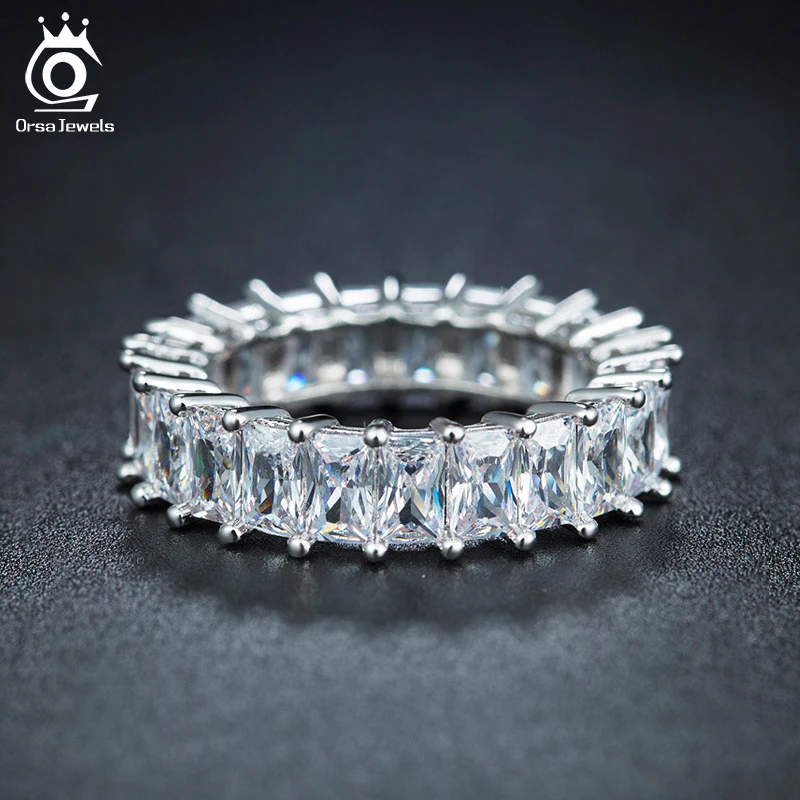 ORSA JEWELS Women Ring Engagement & Wedding Band Luxury AAA Dazzling CZ Eternity Rings Fashion Trendy Female Jewelry AOR146