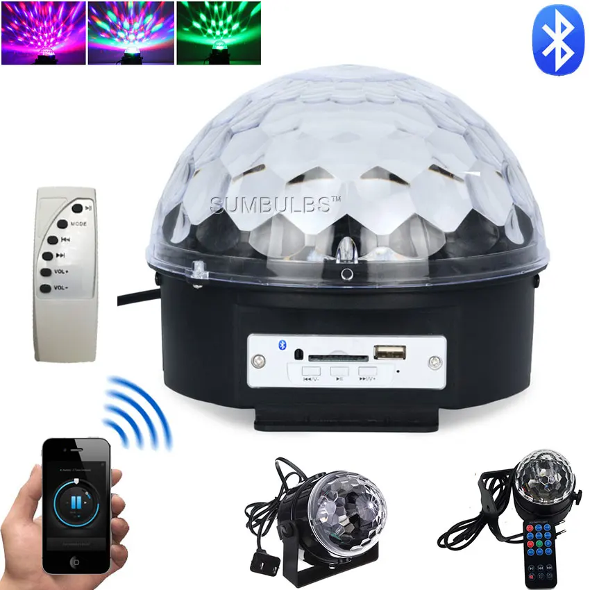 

EU/ US Plug DISCO BALL PARTY LIGHTS Bluetooth Remote Control Mini Stage Effect Light Crystal Decor Lamp with MP3 Music Player