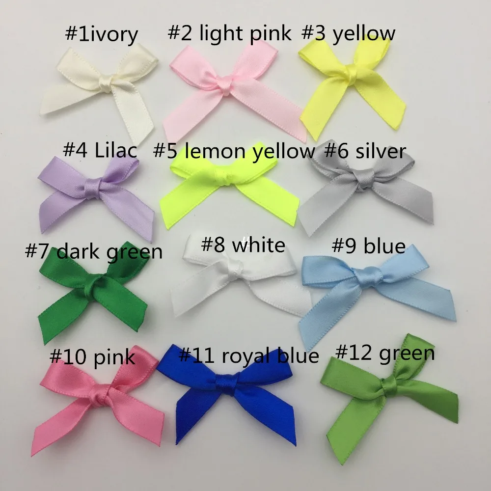 

20pcs 10mm Satin Ribbon Bows For Doll Hair Accessories Tail Bow Ties Wedding Invites Cardmaking Embellishments,13 Colors