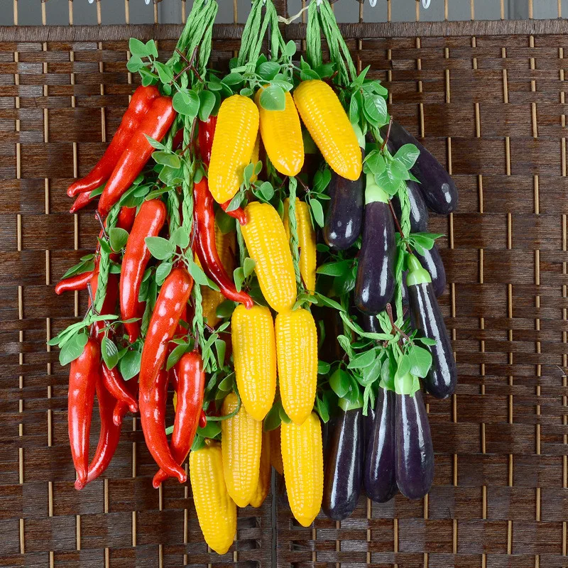 

4 pcs/lot Artificial Simulation Fruits High Grade Plastic Vegetables Foam Fruit Hanging String Home Garden Wedding Party Decor