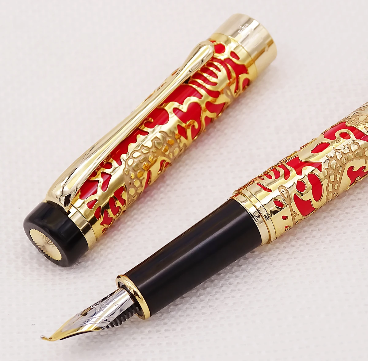 Jinhao 5000 Luxury Vintage Caligrafia Caneta de Metal Bent Nib Belas Textura Escultura Do Dragão