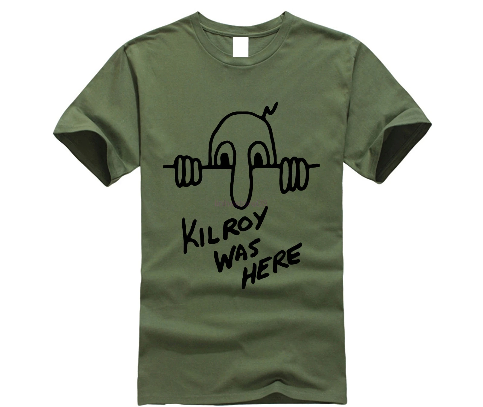 

2019 New 100% Cotton T-Shirts Men MAGLIETTA KILROY WAS HERE Army War Foo Graffiti D-day Normandy Mr CHAD T-SHIRT Casual Men Tees