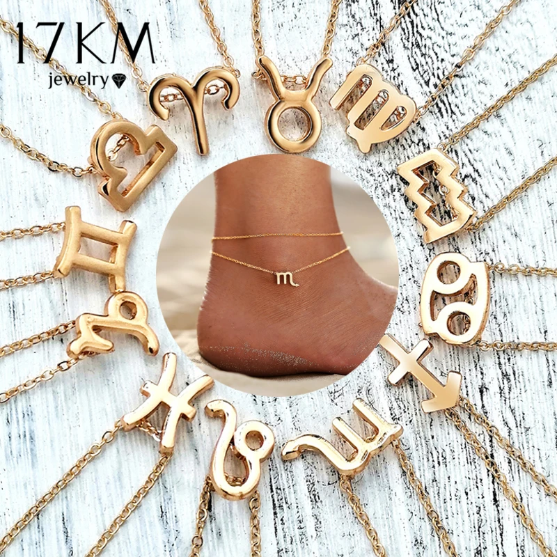 Bohemian 12 Zodiac Constellation Anklets For Women Leg Chain Personalize Gold Anklet 2019 Summer Foot Jewelry Drop shipping Bohemian 12 Zodiac Constellation Anklets For Women Leg Chain Personalize Gold Anklet 2019 Summer Foot Jewelry Drop shipping
