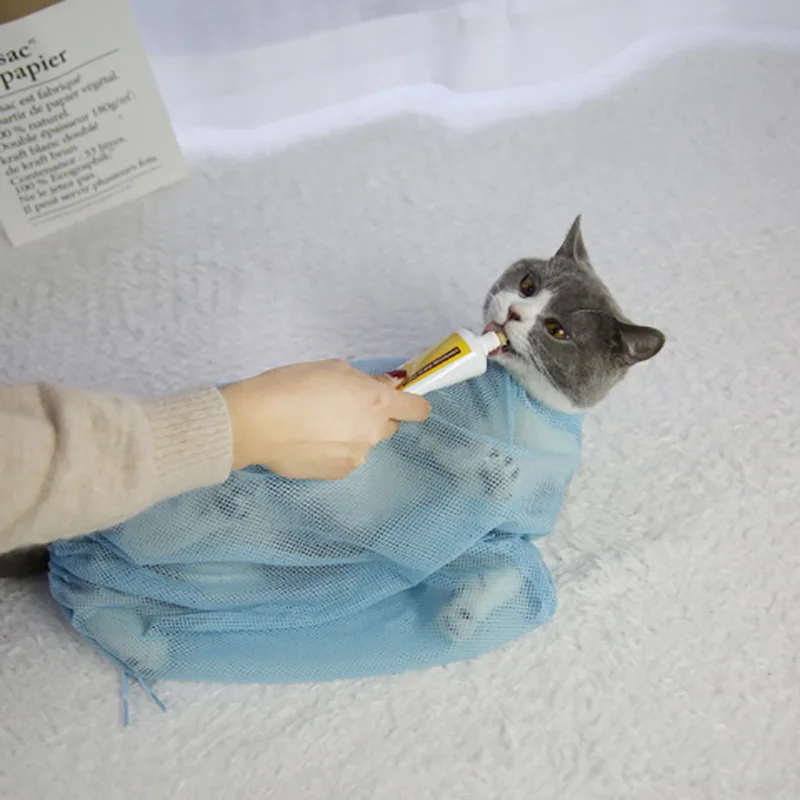 Mesh Cat Bathing Bag Cats Grooming Washing Bags Cat Bath Clean Bag No Scratching Bite Restraint Cat Supplies Nail Cutting 23