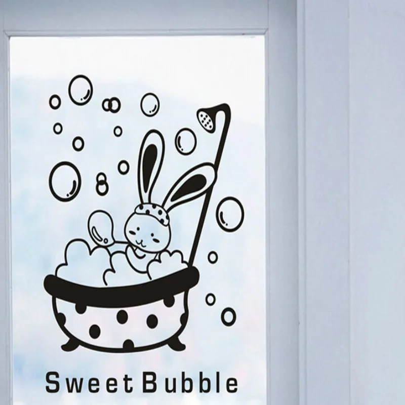 1PCS Cartoon cute Rabbit Sweet Bubble Wall Stickers Toilet Switch in the Bathroom Home Decoration | Дом и сад