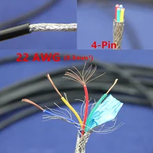 1 м медный Электрический провод 4 Pin 22 AWG анти-помехи экранированный провод сигнальная линия провод Электрический кабель