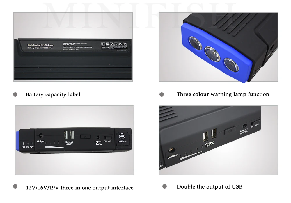  Mini Portable 600A Car Battery Charger Starting Device Car Jump Starter Booster Power Bank For A 12