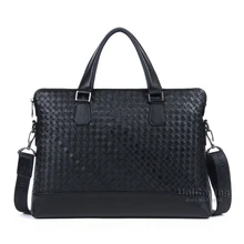 Super quality Top Layer Cowhide Genuine Leather men business handbag fashion Knitting leather man bag real skin briefcase bag