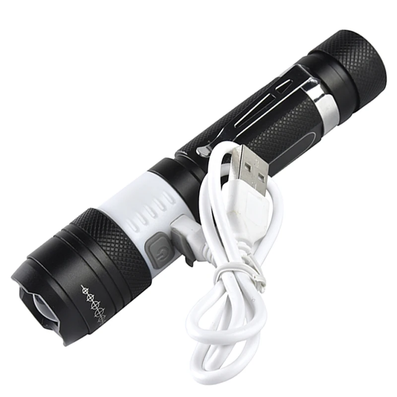 BHTS LED USB Rechargeable Flashlight 3 Mode handheld USB charging Flashlight for Camping Hiking