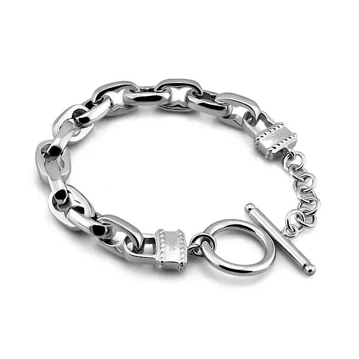 

New Fashion accessories Sterling silverBracelets & bangles 100% solid 925 silver jewelry 9MM20cm lock chain Wristband Men / Boy