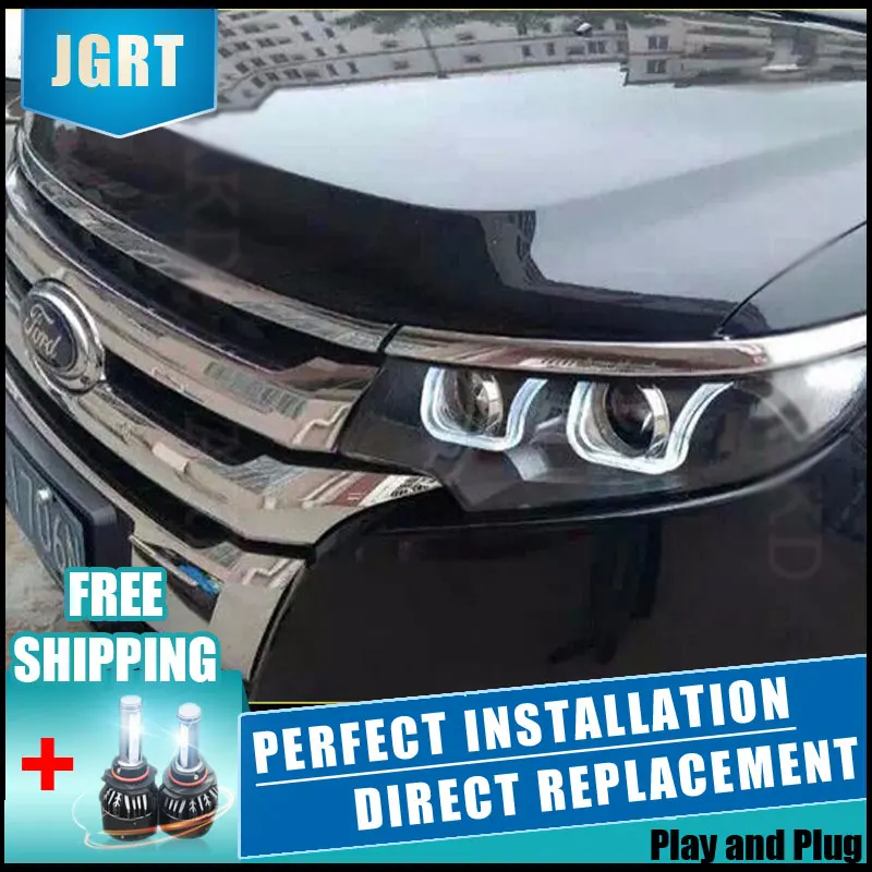 Cena 2 sztuk LED reflektory dla Ford Edge 2013 2014 samochodów Led światła podwójne soczewki ksenonowe akcesoria samochodowe do jazdy dziennej światła przeciwmgielne