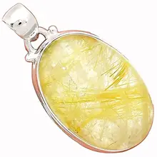 Lovegem подлинный золотистый рутиловый кварц кулон 925 пробы серебро, 39 мм, AP3210