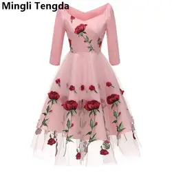 Mingli Tengda 2018 модное кружевное платье для матери невесты винтажное платье с v-образным вырезом для невесты платье для свадьбы vestido de madrina