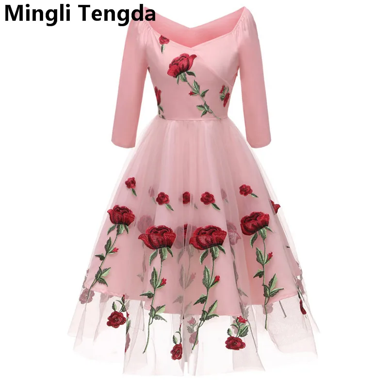 

Mingli Tengda 2018 Fashion Lace Mother of the Bride Dresses Vintage V Neck Brides Mother Dress for Weddings vestido de madrina